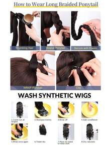 1 件长辫子马尾接发带头带直发接发马尾自然柔软合成假发女士日常佩戴 22 英寸 30 英寸 40 英寸日常颜色