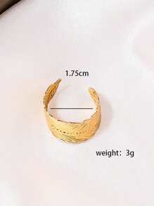 1 件时尚简约创意树叶金属女士戒指，百搭日常配饰，适合春夏季度假和休闲装，个性化开放式设计