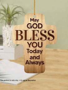 1 件上帝祝福十字形亚克力 2D 吊坠、汽车装饰、庭院装饰、派对装饰、房间装饰、钥匙链背包吊坠、宗教装饰 - 咖啡棕 - 查看 4