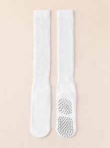 1 par de calcetines deportivos de velour grueso antideslizantes para yoga y pilates, adecuados para deportes en interiores, fitness, running, apilables para pantorrilla, para gimnasio, otoño - Blanco - Ver 5