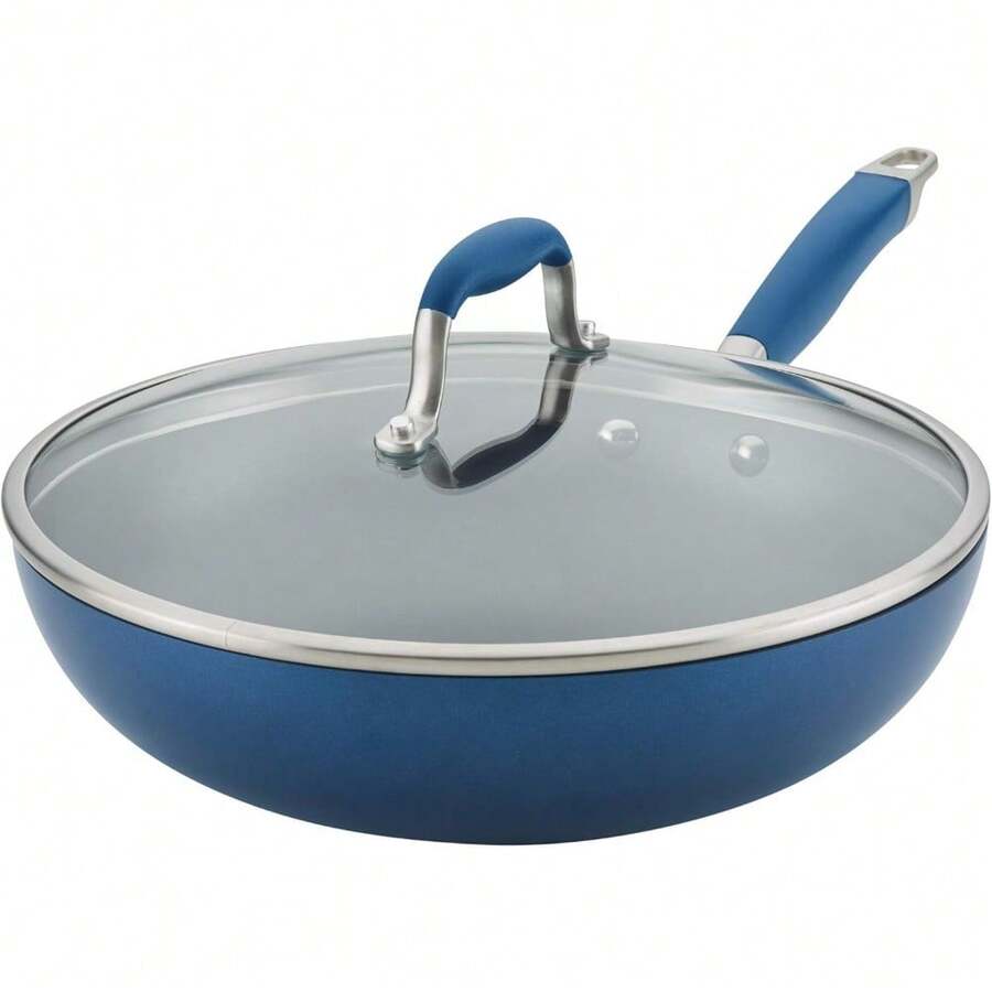 Anolon Advanced Home Hard Anodized Nonstick Frying/Saute/All Purpose Pan With Lid And Helper Handle, 12 Inch, Moonstone Dark Gray - Indigo - View 1