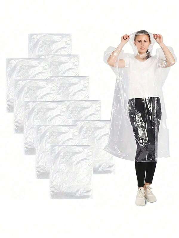 1/3/5/10/15/20/25pcs Disposable Heavy-Duty Raincoat With Windproof Hood, Portable Waterproof Poncho, For Travel And Outdoor Activities - Transparent And Disposable Travel Disposables Items Travel Hotel Essentials Outdoor Essentials Room Stuff Beach Travel Minis Periods Disposable Items Bathroom Accessories Summer Cooling, Beach, Travel