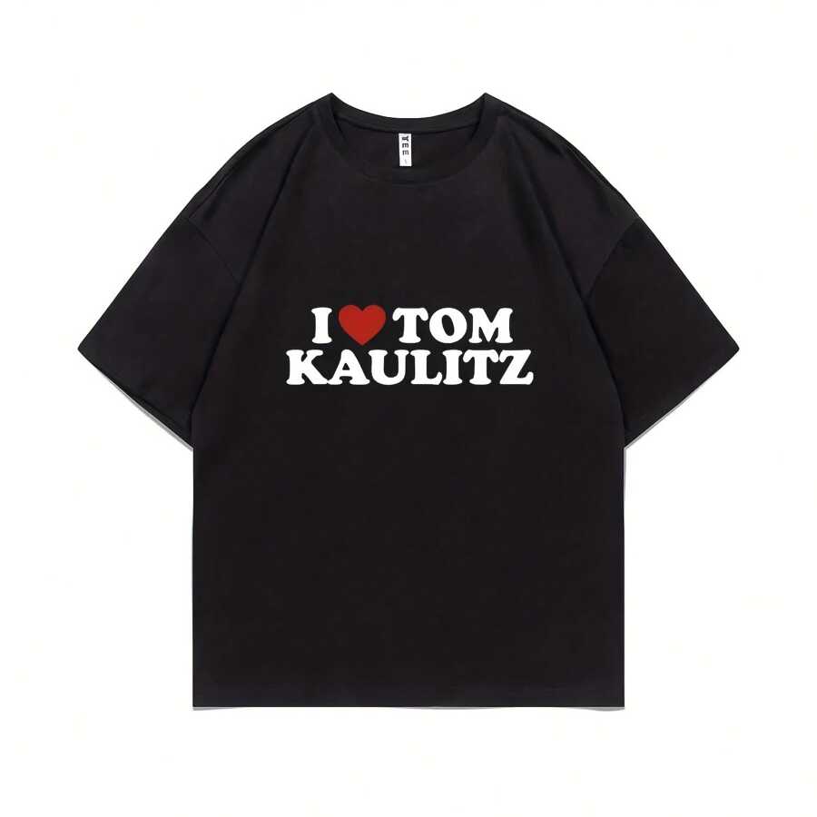 German Rock Band Tokio Hotel I Love Tom Kaulitz Tshirt Men Women Vintage Punk Gothic Short Sve T-Shirts Men's Pure Cotton Tee - 黑色 - 查看 1