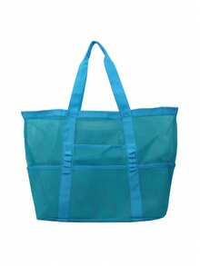 1pc Mesh Beach Bag, Bathroom Bag, Toy Storage Bag, Large Capacity Hollow Mesh Bag, Travel Toiletry Bag - Multicolor - View 8