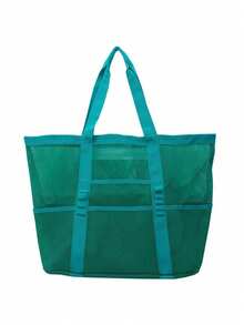 1pc Mesh Beach Bag, Bathroom Bag, Toy Storage Bag, Large Capacity Hollow Mesh Bag, Travel Toiletry Bag - Multicolor - View 3