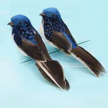 1 件栩栩如生的羽毛鸟人造花卉装饰，自然主题小鸟泡沫与真羽毛