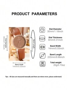 SOKI 5件套女士棕色PU表带休闲石英表套装，含心形项链、耳环、手链配饰，适合女士聚会、母亲节、生日佩戴或送给姐妹（不含礼盒） - 棕色 - 查看 7