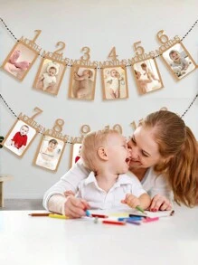 12pcs 1 Year Old Baby Birthday Photo Props Banner For 1st Birthday Party Decoration