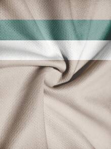 T-shirt à manches courtes à col rond, style patchwork minimaliste en blocs de couleurs, pour un port casual au quotidien