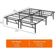 Basics Bed Frame With Storage, Foldable Metal Platform, Sturdy Steel, No Box Spring Needed, 14 Inches High, Tool-Free Setup, Full Size, Black - 14-inch - View 3