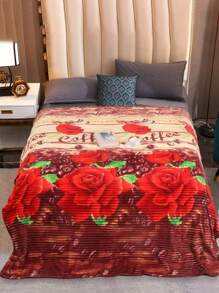 Cobijas Ligera Matrimonial Con Flores, Frazada Súper Suaves y Acogedoras, Patrón a Rayas, Super Suave y Cálida, Para Uso Durante Todas Las Estaciones (200*220 cm) - Coffe Beis Suave - Ver 2