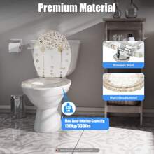 36x42cm Transparent Resin Round Front Toilet Seat Strong Silver Hinges Bathroom - Clear - View 3