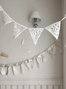 蝴蝶结丝带花环旗帜，蝴蝶结手工悬挂花环，甜蜜房间壁挂横幅，适用于生日房间少女心装饰婚礼派对装饰