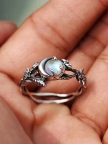 1pc S925 Sterling Silver Vintage Tree Branch Shaped Artificial Cat Eye Stone Ring, Versatile, Suitable For Women's Daily Wear, Festivals And Parties, Jewelry Gift - Branch Shape Women's Ring - View 5