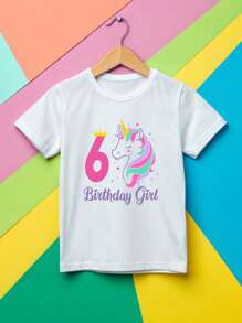 Unicorn 6 Birthday Shirt, Six Years Old T-Shirt For Girl, Unicorn Birthday Themed Party, 6th Birthday Gift Shirt For Daughter. UA-1193 - White - View 1