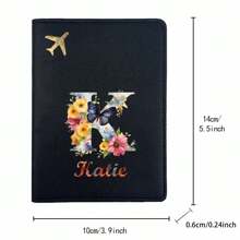 Customized Name Leather Passport Cover RFID Blocking Travel Organizer Slim Wallet Coin Purse ID Card Case Waterproof Business Accessories Personalized Ultra Slim Protector DIY