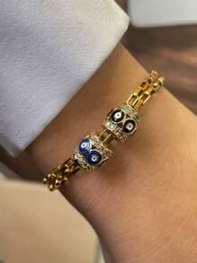 1 pièce Stylever Bracelet à pendentif œil de diable, bracelet perlé, chaîne en acier inoxydable pour les femmes et les filles