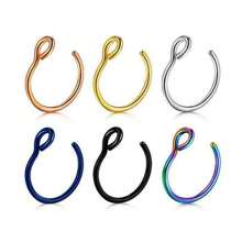 SENLANSP Set de 6 clips/anillos nasales simples de acero inoxidable sin perforación, regalo perfecto de joyería nasal para fiestas y festivales