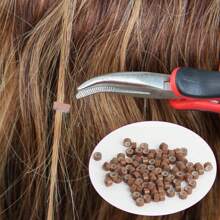 200/500/1000 Stück Mikro-Silikon-Haarverlangerungs-Ringe - Krimpringe für Perücken & Extensions, Aluminiumstange Verbindungsglieder