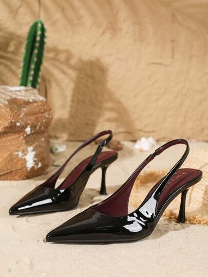 On feet& in love Women's Elegant Pointed Toe Backstrap High Heel Pumps, Versatile Formal Work Wear Shoes Suitable For Wedding Dress, Elegant, Kitten Heels, Party