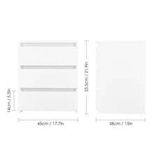 White Modern Nightstand Bedside Table With 3 Storage Drawers Bedroom Furniture - White - View 9