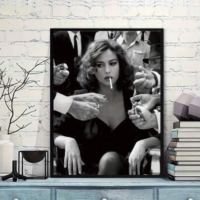 1PCModern Minimalist Movie Poster Wall Art, Black & White Canvas Print For Living Room, Bedroom, Dining Decor - Frameless