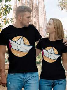 Valentine's Day Georgie T-Shirt For Women Cute Romantic Trendy Ladies Tee - 黑色 - 查看 1