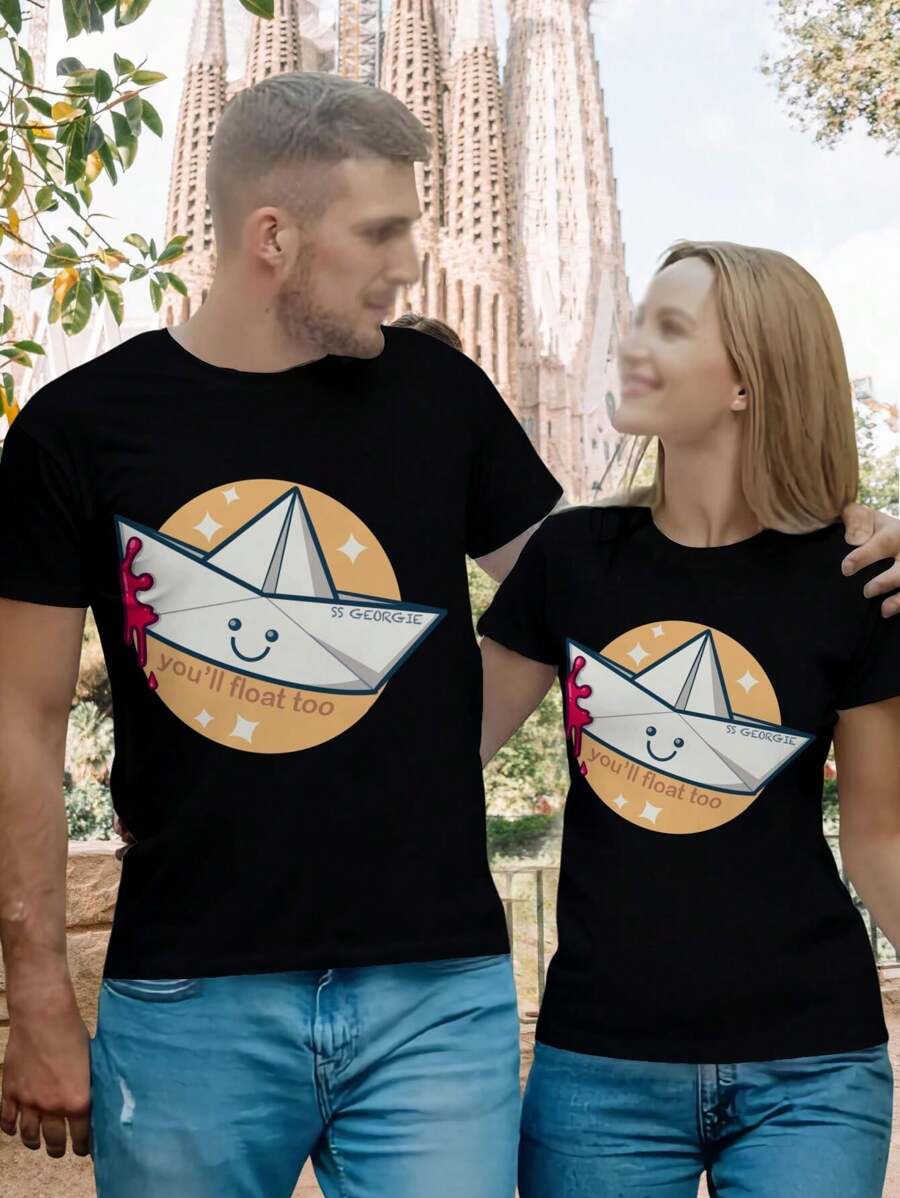 Valentine's Day Georgie T-Shirt For Women Cute Romantic Trendy Ladies Tee - 黑色 - 查看 1