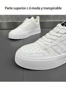 Elegantes Zapatos Para Correr Y Deportes Casuales Diarios Impermeables, Fáciles De Llevar Para Ir Al Trabajo Y Estudiantes Nuevo Zapatos Casuales Con Cordones Para Hombre - Blanco - Ver 8