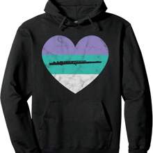 Flute Gift For Women Teens & Girls Retro Vintage Pullover Hoodie
