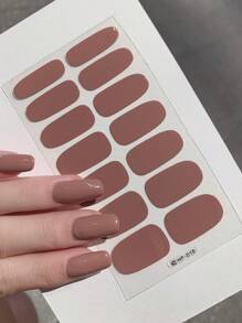 1片装全新纯色美甲贴纸，全甲贴膜，防水可撕式美甲贴纸，女士美甲贴花，自粘式美甲贴纸，易于使用，适合节日、派对、生日礼物美甲用品 - 巧克力棕 - 查看 2