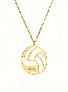 1 Pc Personalized Score Style, Custom Volleyball Name Necklace - Stainless Steel, Sports Simple Design, Perfect Gift For Basketball Player, Very Memorable - Multicolor - View 3