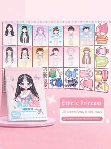 1pc Full Body Dress-Up Sticker Book For Girls, Various Princess Character Design, Makeup-Styling Diy Handmade Party Fun Activity,School Supplies,Back To School