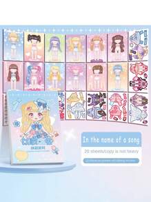1pc Full Body Dress-Up Sticker Book For Girls, Various Princess Character Design, Makeup-Styling Diy Handmade Party Fun Activity,School Supplies,Back To School