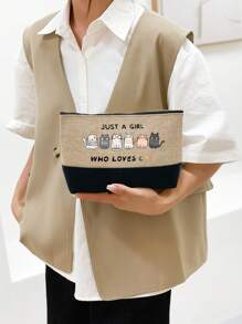 Vibrant Cat Print Canvas Tote Bag, Large Capacity Beach Bag Suitable For Beach, Shopping, Storage, Commuting, Durable And Multifunctional Fashion, Perfect Gift For Cat Lovers, Casual Outings And Daily Use, Ideal For Valentine's Day, Mother's Day And Birthdays