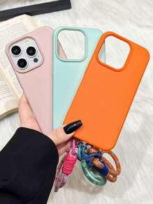 手机吊饰、手机挂绳 2 件手链 + PU 手机壳纯色糖果色手机壳、腕带手链手机壳、防丢失 PU 皮革手机壳兼容 iPhone 16 Pro Max 15 14 13 12 11 Pro Max 15 16 Pro Plus 防震奢华手机壳 - 白色 - 查看 8
