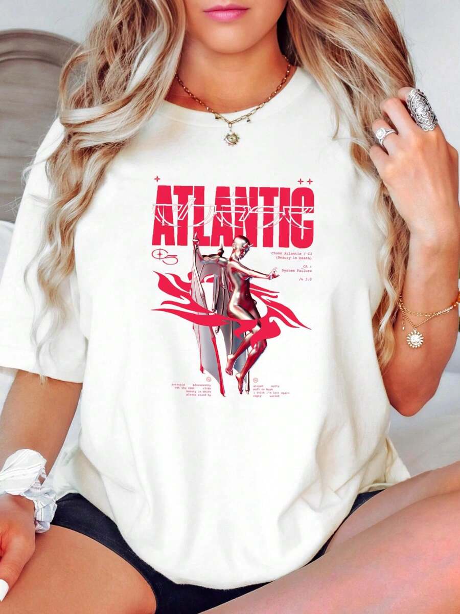 100% Cotton Chase Atlantic Classic T-Shirt, Chase Atlantic Tee, Chase Atlantic Merchandise, Paradise, Beauty In Death, Gift For Men And Wome Versatile Comfortable Casual Summer Soft Slightly For Women Homme Fashion Graphic Print Round Neck Short Sleeve Stretched Top For Everyday Wear Streetwear Designer Clothes - White - View 1