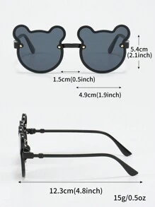 2pairs Kids Cartoon Bear Design Cute Fashion Glasses For Party - Champagne - View 5