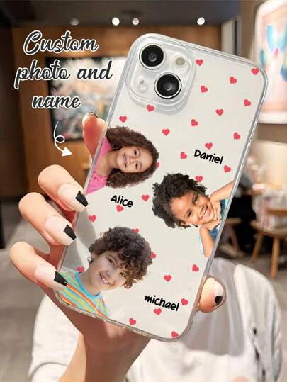 カスタマイズパーソナライズ ハートテキストスマホケース、キャラクター、ペットの切り抜きおもしろスマホケース、顔パターンスマホケース、iPhone対応の DIY 名前ポートレート切り抜きパーソナライズスマホケース、バレンタインデーギフト、誕生日ギフト、iPhone 11 12 13 14 15 16 Pro Max、S20 S21 S22 S23 S24、A12 A14 A15 A21 A22 A55対応スマホケースカバー、スタイリッシュ、カラフル、ビンテージ、かわいい、簡潔、おもしろい、カスタム、パーソナライズ、ユニーク、カスタマイズ、彼への理想的なギフト、彼女への理想的なギフト、シーズンピック、2025phonecase、かわいいスマホケース、国際版、国内版ではありません