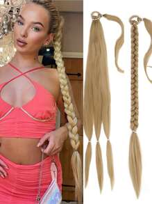 1 件长辫子马尾接发带头带直发接发马尾自然柔软合成假发女士日常佩戴 22 英寸 30 英寸 40 英寸日常颜色