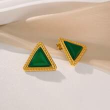 S SHOPBOHO 1 对婚礼礼物防水日常珠宝 8 毫米养殖淡水巴洛克珍珠耳环金环耳环女士 - 幾何 - 查看 5