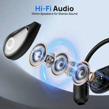 AI OWS Translator Earbuds, Leather Language Translator Earphone 144 Languages ONE Year Free Subscription, 3-In-1 Real-Time Translation Device - 黑色 - 查看 6