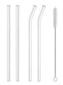 8pcs Pink Glass Straws With 2pcs Straw Brush, 8mm Reusable Straws, Drinking Straw Bent And Straight - Pink - View 16