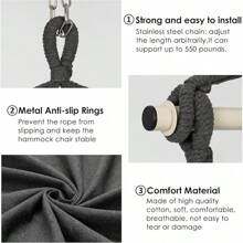 Y- Stop Hammock Chair Hanging Rope Swing Chair, Max 500 Lbs, 2 Seat Cushions Included, Removable Steel Spreader Bar With Anti-Slip Rings, Hardware Kit-For Indoor Or Outdoor(Dark Grey) - A-dark Grey - View 3