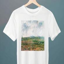 Rain In Belle-Lle, Claude Monet Painting, Unisex T-Shirt, Art T-Shirt, Gift For Her, Gift For Him, Art Lover Gift - White - View 1