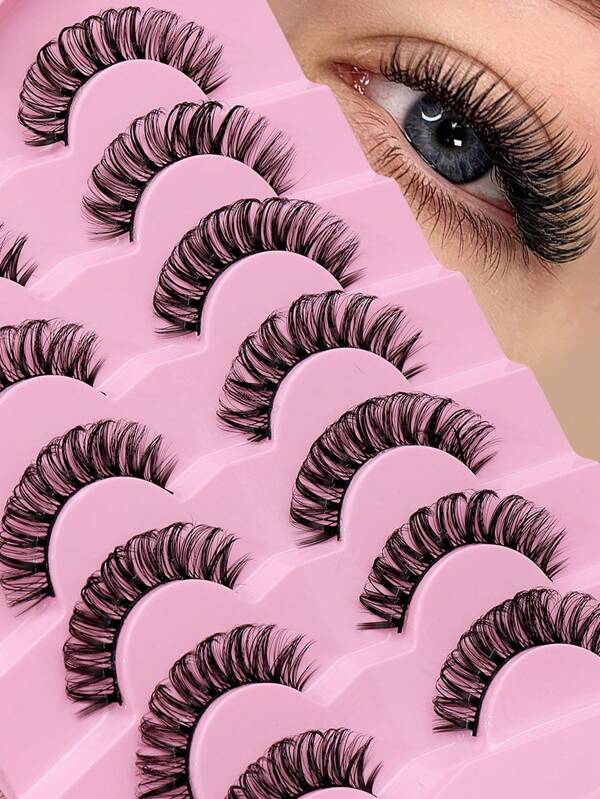 Ayrmilla 7 Pairs Natural D Curling False Eyelashes Fluffy Soft Dramatic 3D Mink Lashes Long Wispy Eyelash Multi-Layered Eyelashes Short Thick Fake Eyelash Extension Bulk Makeup Products Strip Lashes, Lashes, Eyelashes, Fake Lashes