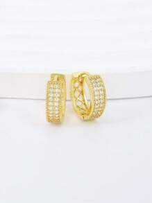 1 Pair Hypoallergenic Women's Cubic Zirconia Hoop Earrings, Elegant Daily Wear Earrings, Classic Design, Suitable For Birthday/Valentine's Day Gift