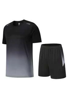 Conjunto De Playera Mangas Cortas Y Short Deportivo P Hombre,Conjunto deportivo de hombres para correr y andar en bicicleta, ropa fitness, camiseta de seda suave cubre-hombros, ropa de alta transpirabilidad, traje de baloncesto para los hombres, ropa de gimnasio, traje atlético, chándal de hombre, shorts de entrenamiento