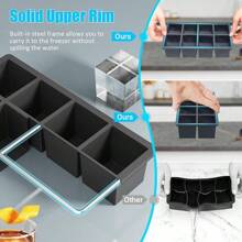 Large Ice Cube Trays For Whiskey: FDDAI Big Silicone Ice Cube Trays - 2Inch Square Ice Cubed Tray For Bourbon Whisky And Cocktail - 2Pack Giant Silicon Ice Cube Tray Halloween Christmas New Year - Black - View 4