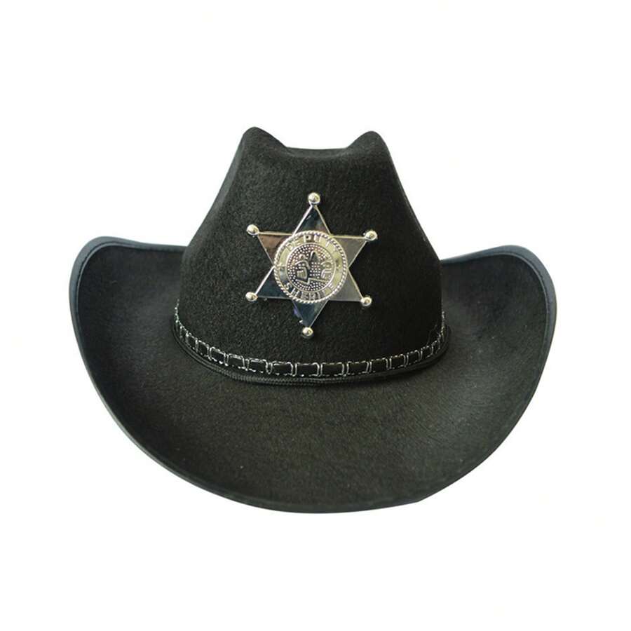 1 sombrero de vaquero occidental, sombrero vintage de ala ancha, gorra de vaquera - Negro - Ver 1